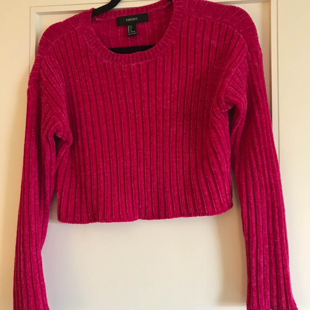 Forever 21 pink chenille cropped sweater